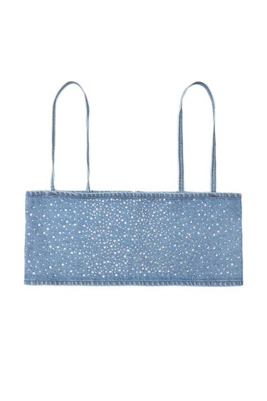 DENIM TOP WITH RHINESTONES
