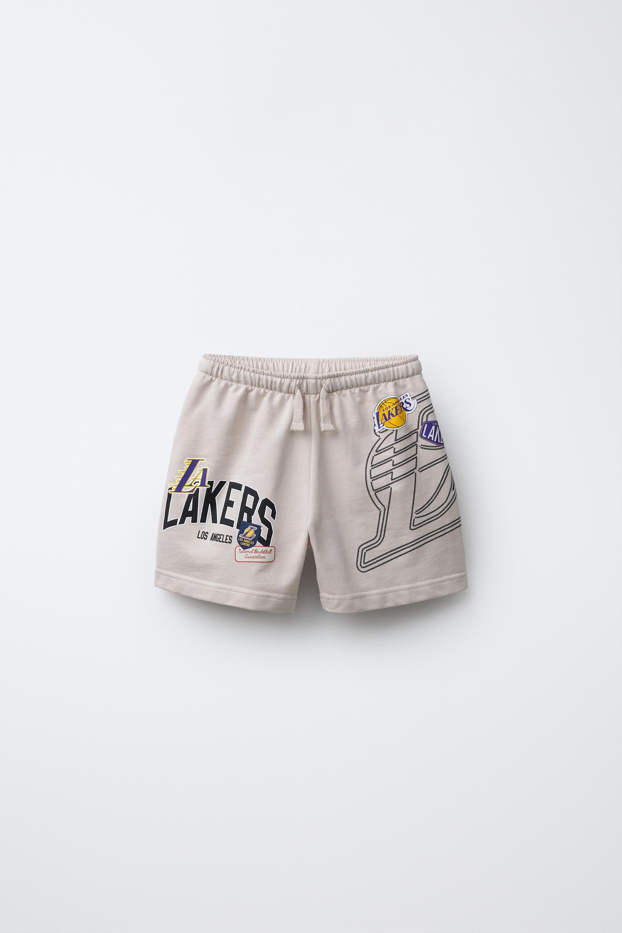 LOS ANGELES LAKERS NBA PLUSH BERMUDA SHORTS Ice ZARA India