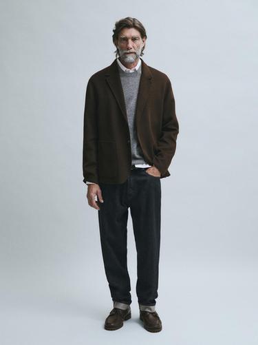 Double-layer wool blend blazer — Chocolate 1