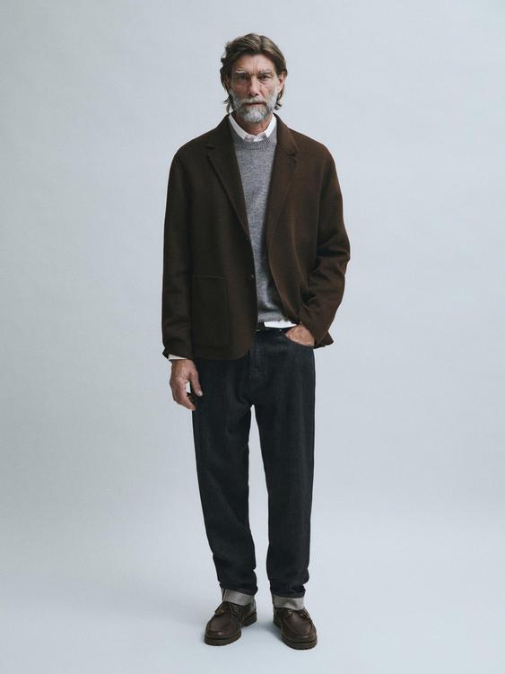 Zara Double-layer wool blend blazer - Chocolate - Image 0