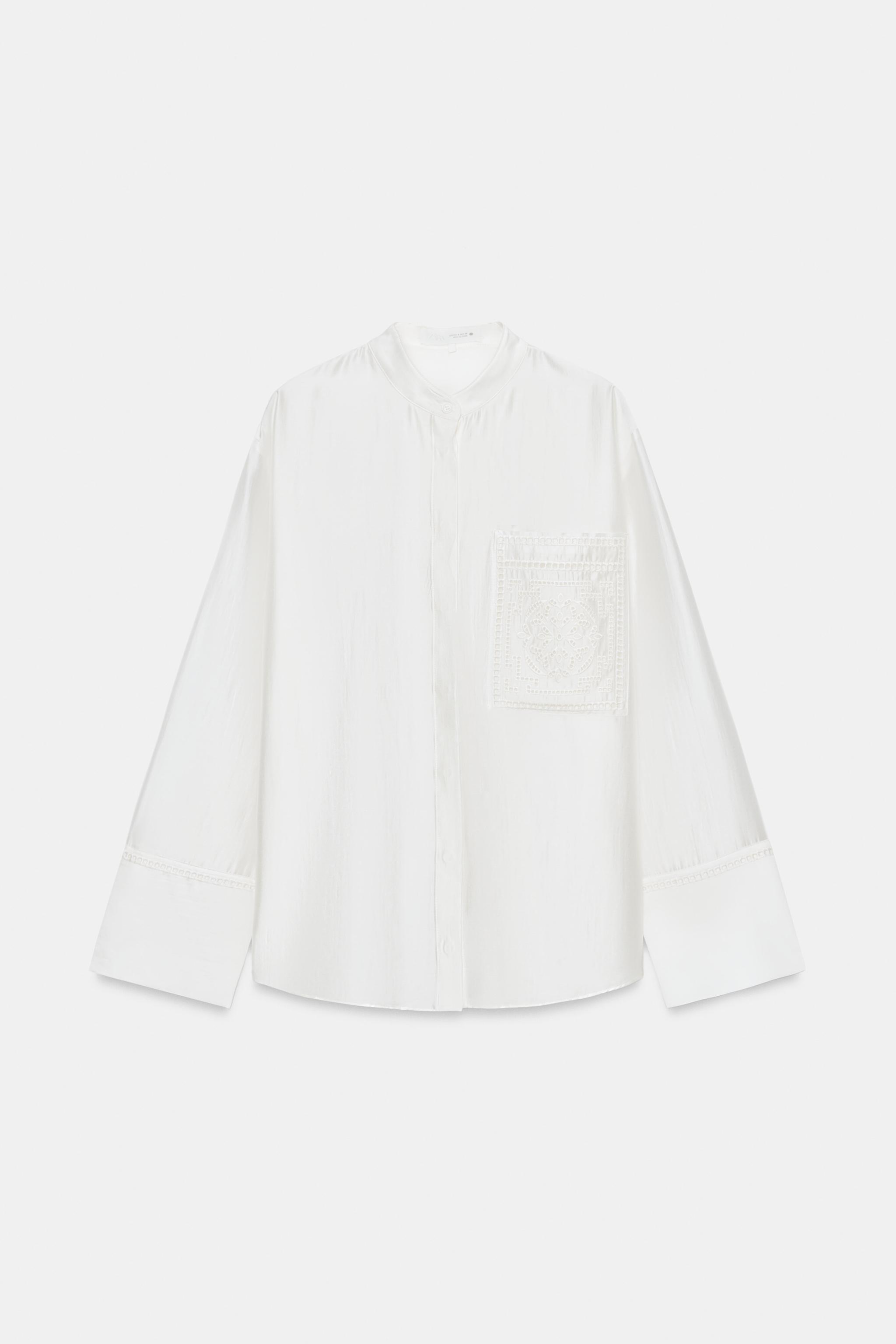 Zara İŞLEMELİ CEPLİ GÖMLEK ZW COLLECTION görsel 5