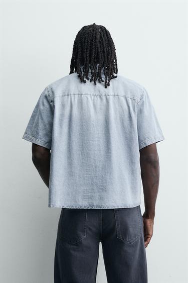 LIGHTWEIGHT BOXY FIT DENIM SHIRT - Light blue by Zara - Image 2