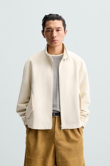 Zara TEXTURED COTTON JACKET - Ecru