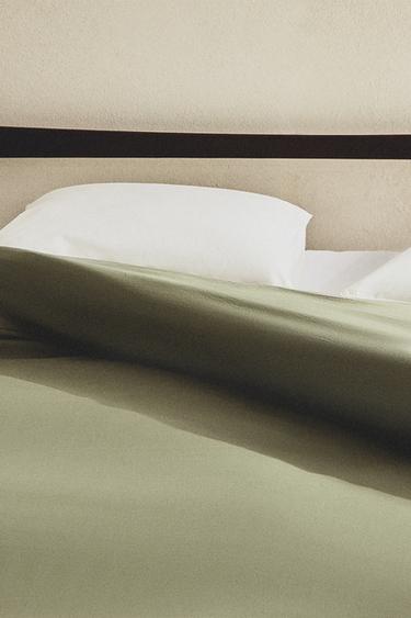 PERCALE DUVET COVER (200 THREAD COUNT) - Green by Zara