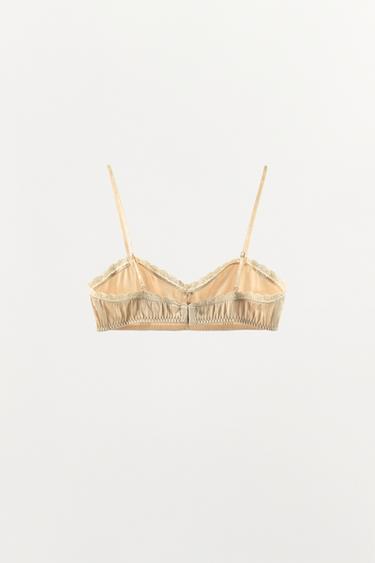 CONTRAST FLORAL LACE BRA - Ecru by Zara - Image 3