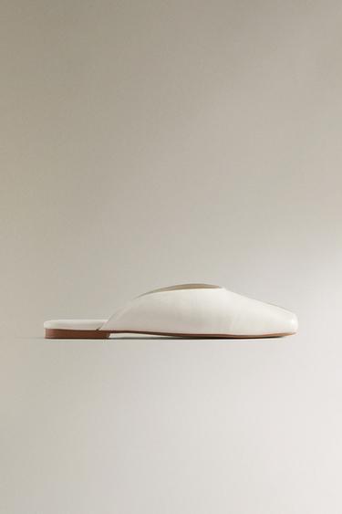 LEATHER MULE SLIPPERS - White by Zara - Image 0