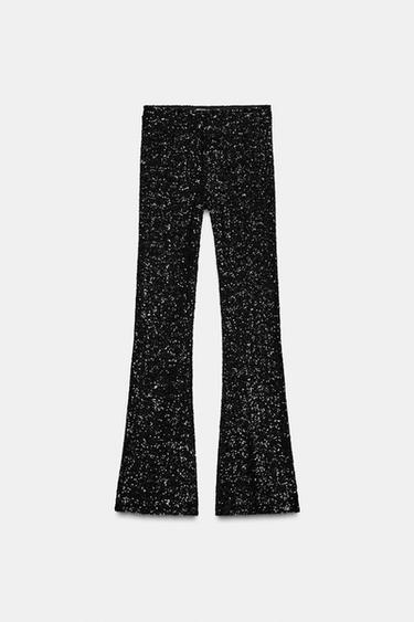 LEGGINGS FLARE LENTEJUELAS - Negro de Zara