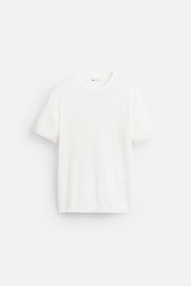 FLOWING KNIT T-SHIRT - Oyster-white by Zara