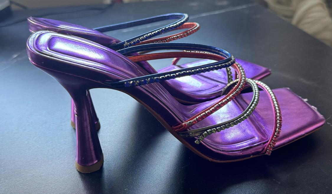 HEELED SANDALS WITH RHINESTONE STRAPS - Image 3