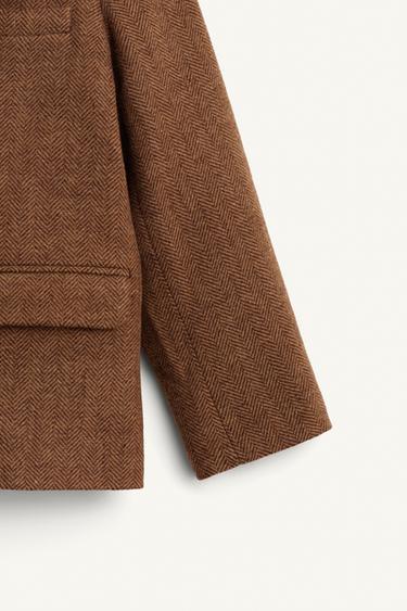 LIMITED EDITION HERRINGBONE BLAZER WITH WOOL AND ELBOW PATCHES - Brown by Zara