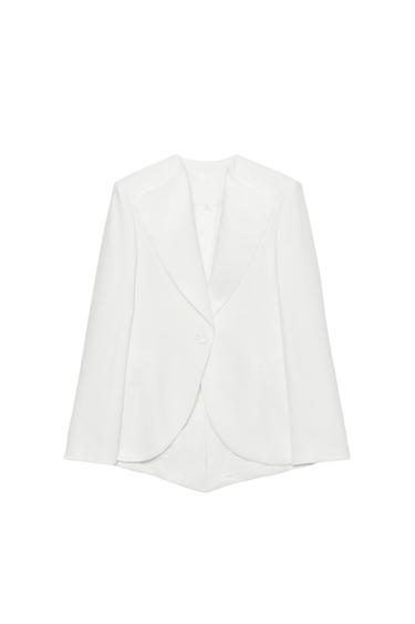 ZW COLLECTION TUXEDO-STYLE LINEN BLEND BLAZER - White by Zara