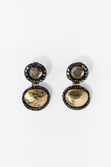 Zara SPARKLY JEWEL EARRINGS - Gold / Silver