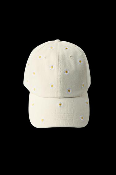 CAP AUS KÖPER MIT BLUMENSTICKEREI - Cremefarben von Zara