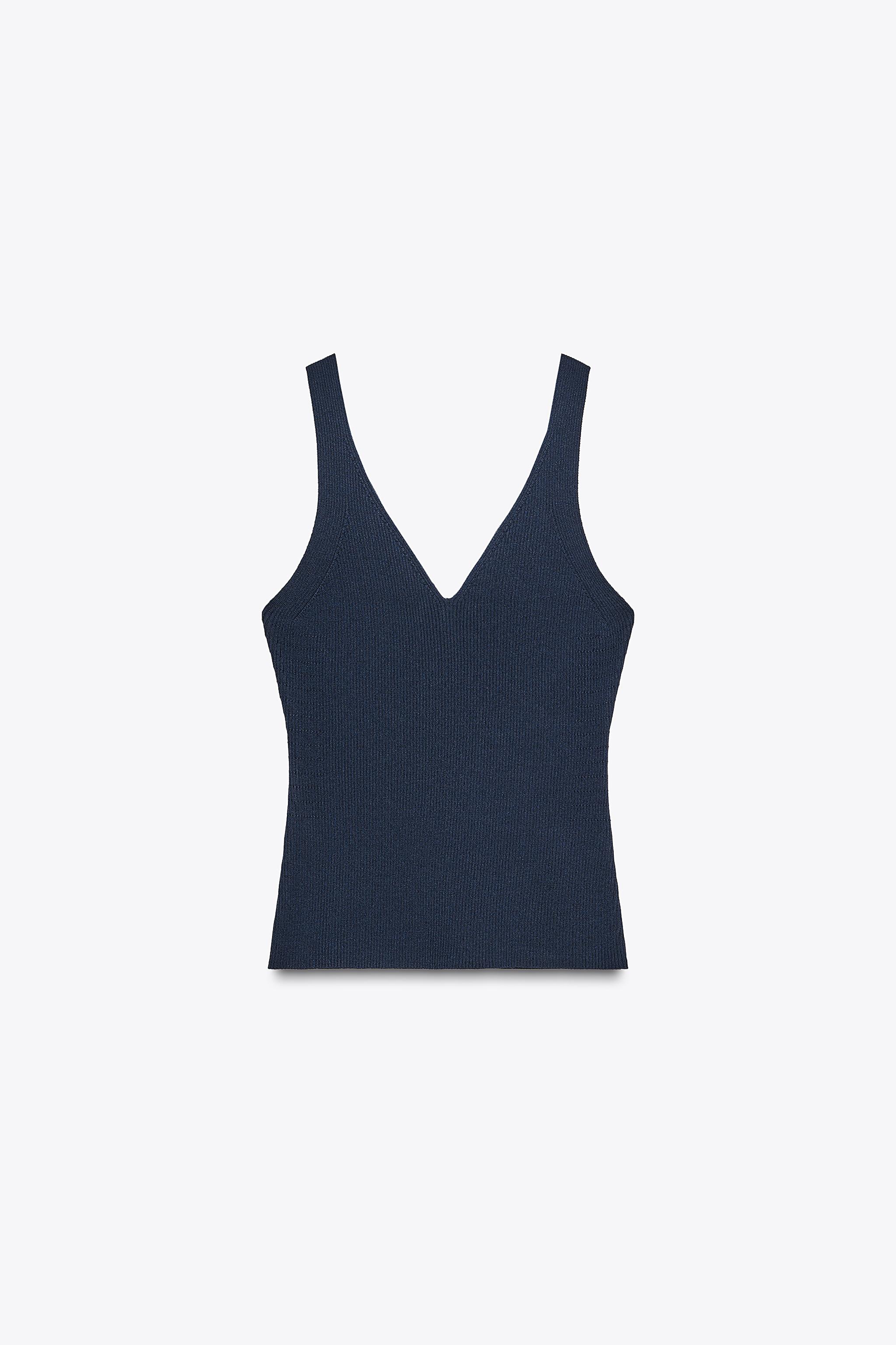RIB KNIT TOP - Ink blue | ZARA United States