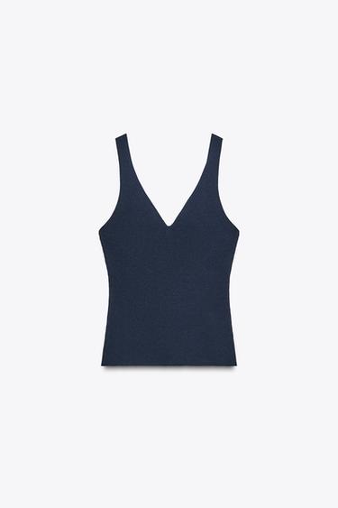 TOP EN MAILLE CÔTELÉE - Bleu encre de Zara - Image 0