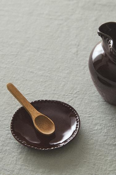 STONEWARE MINI PLATE WITH RAISED DESIGN - Brown by Zara - Image 4