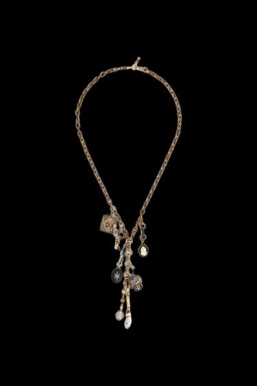 LIMITED EDITION MULTI-CHARM NECKLACE - Aged gold by Zara