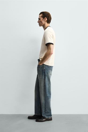 BASIC RIBBED CONTRAST T-SHIRT - Oyster-white by Zara - Image 3