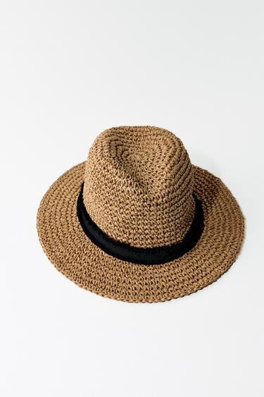 Zara CONTRAST BAND HAT - Light brown