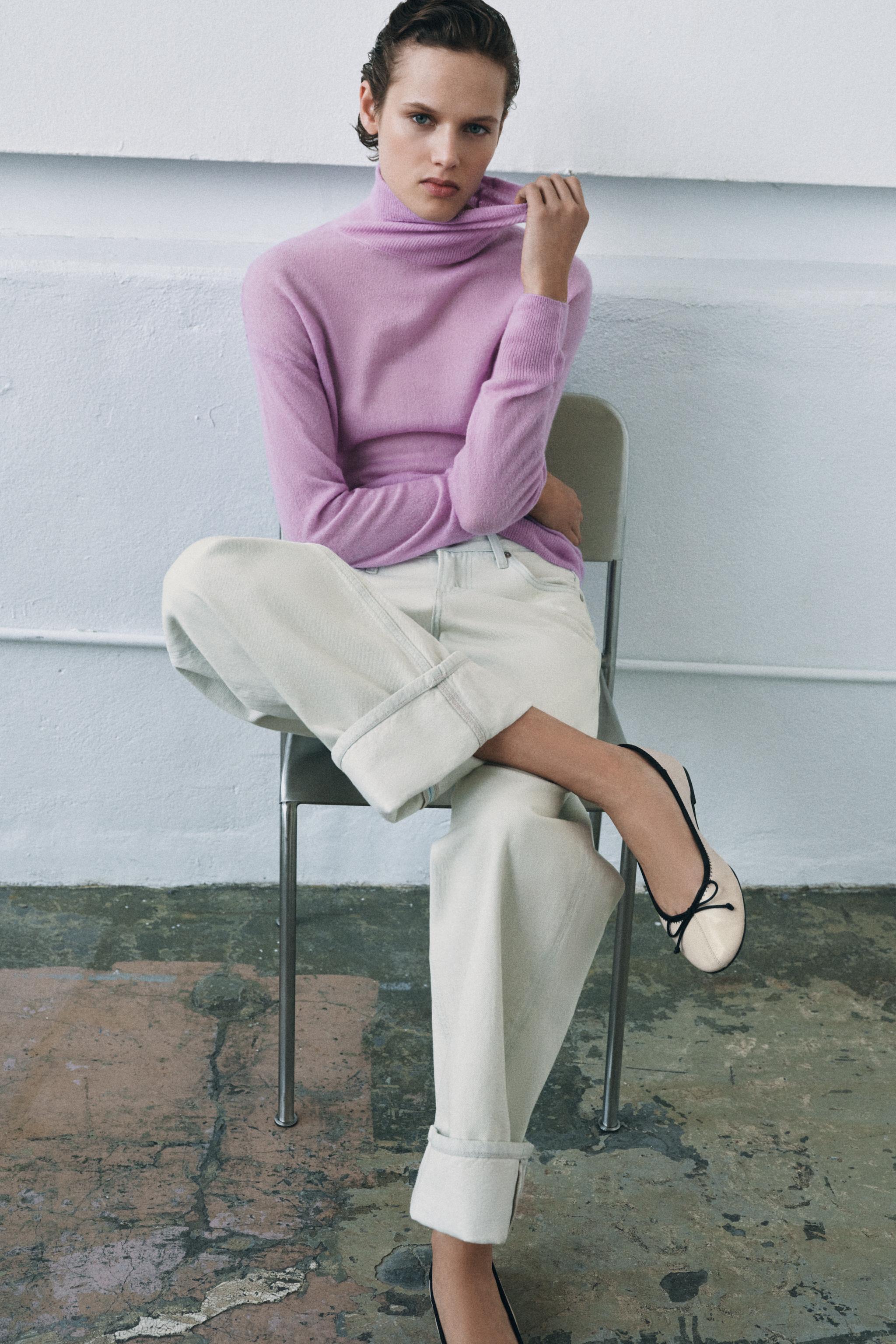 CONTRAST LEATHER BALLET FLATS