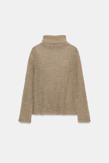 CUTWORK KNIT 100% LINEN JUMPER - Straw by Zara - Image 6