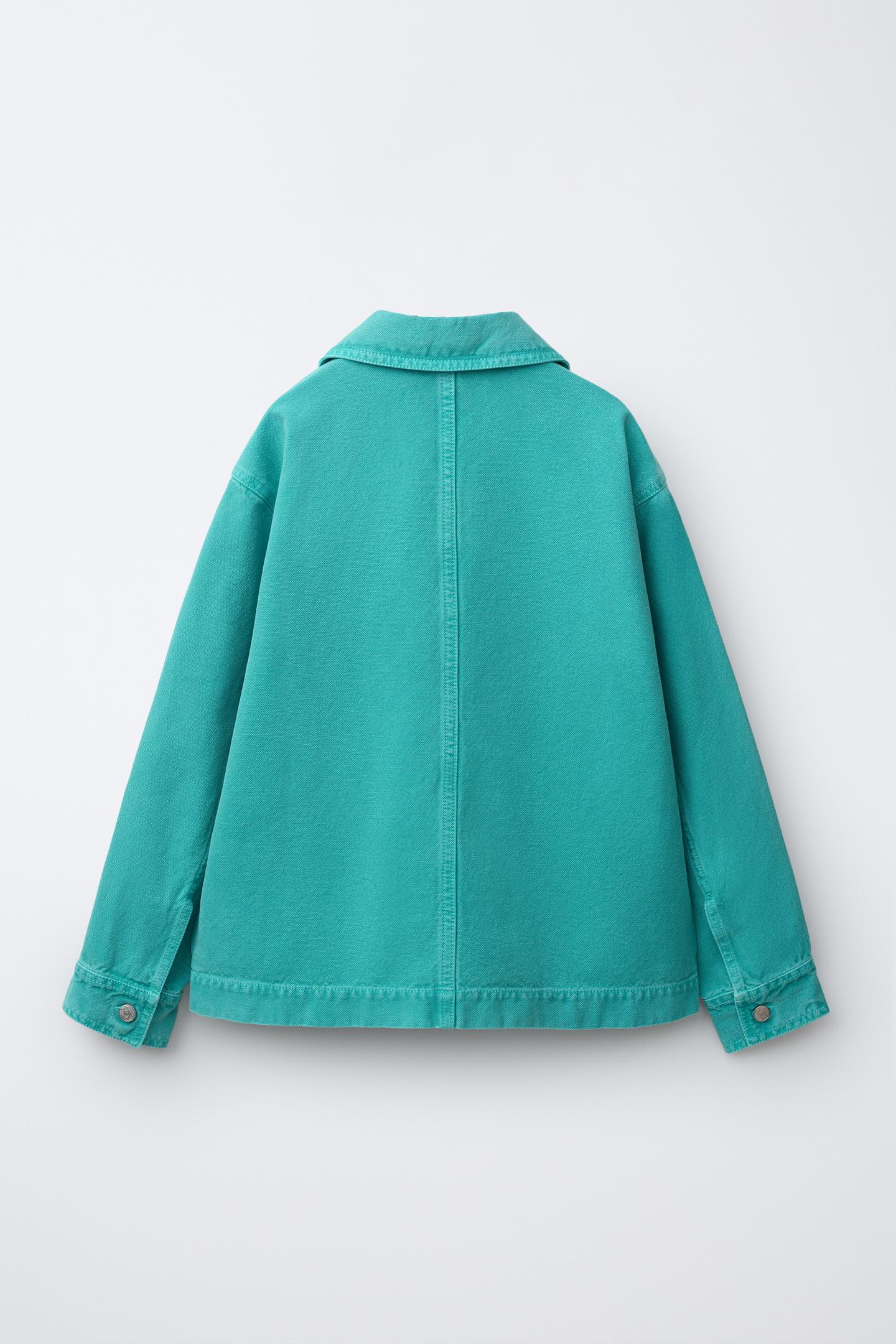 Детская рубашка Zara Denim Overshirt, цвет: Бирюзовый — фото 3