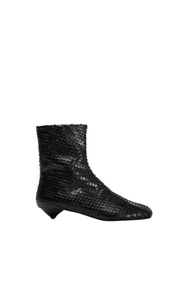 EMBOSSED LEATHER ANKLE BOOTS