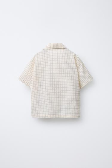 CHEMISE À CARREAUX ET PIÈCES - Marron / Écru de Zara - Image 1