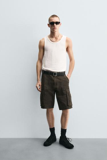 REGULAR FIT CARGO BERMUDA SHORTS - Brown by Zara - Image 0