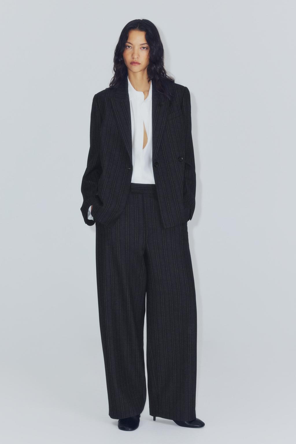 ZW COLLECTION STRIPED BARREL TROUSERS