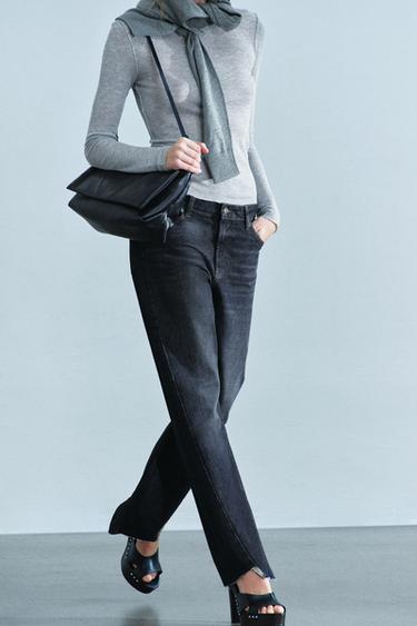 JEAN ZW COLLECTION THE SPLIT SEAM DROIT TAILLE BASSE - Bleu de Zara - Image 1