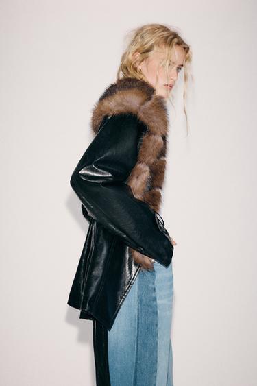 ZW COLLECTION LEATHER EFFECT TRENCH COAT - Black by Zara
