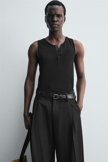 WIDE-LEG PLEATED TROUSERS - Black by Zara - Image 4