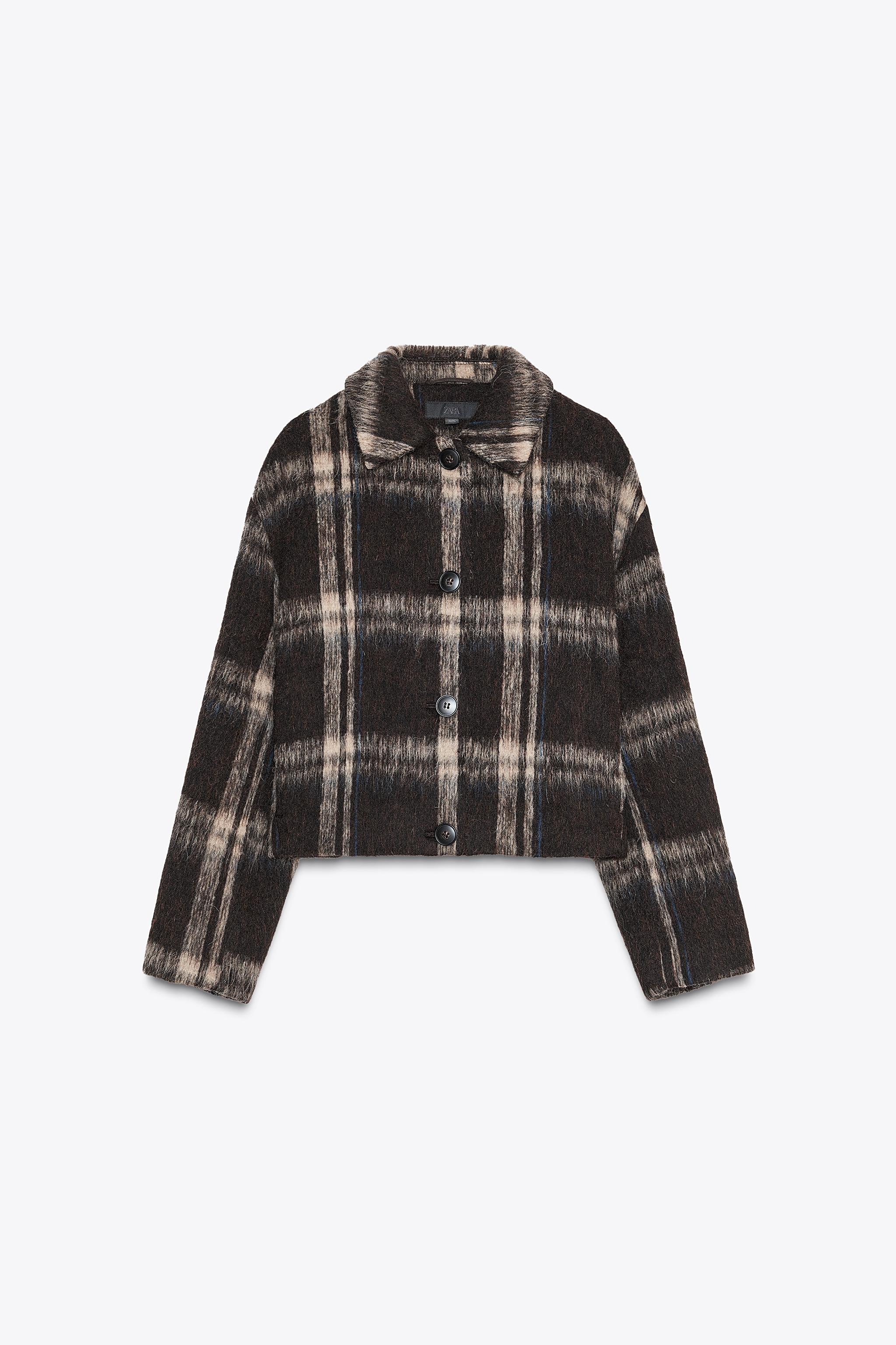 30%ウール チェック柄ジャケット - ブラック | ZARA Japan / 日本
