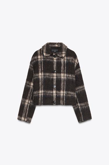 30% WOOL CHECK JACKET - Black by Zara - Image 3