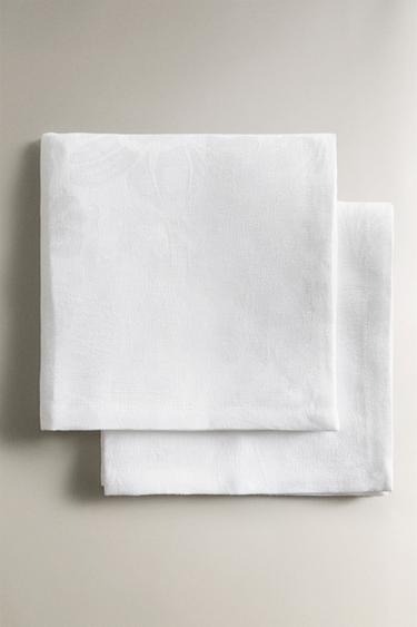 JACQUARD LINEN NAPKINS (PACK OF 2) - White by Zara - Image 0