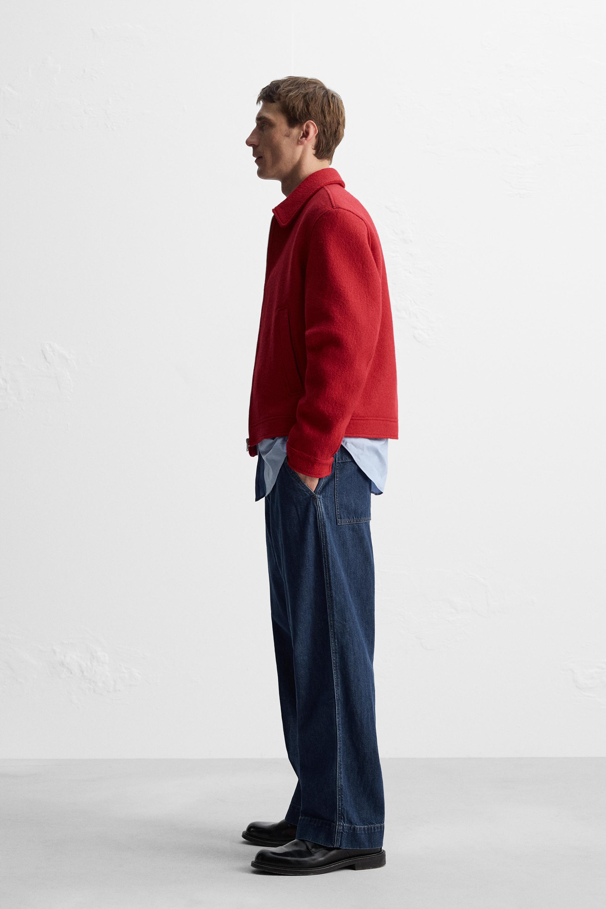 ウール混ブークレジャケット - レッド | ZARA Japan / 日本