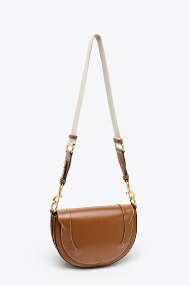 CANVAS STITCH DETAIL CROSSBODY BAG - Dark tan by Zara - Image 3