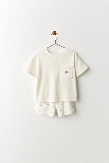 2-6 سنوات/ بيجامة مطبوعة سمك - أبيض by Zara