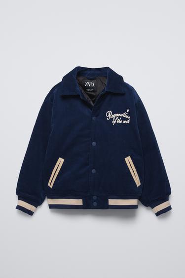 BOMBER DE VELUDO ACOLCHOADO - Azul-tinta da Zara - Imagem 0