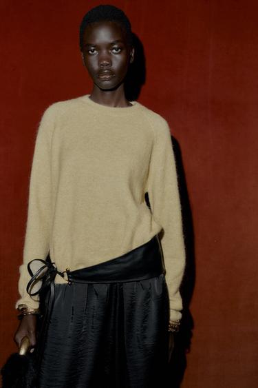 Zara WOOL AND ALPACA SWEATER - Light green