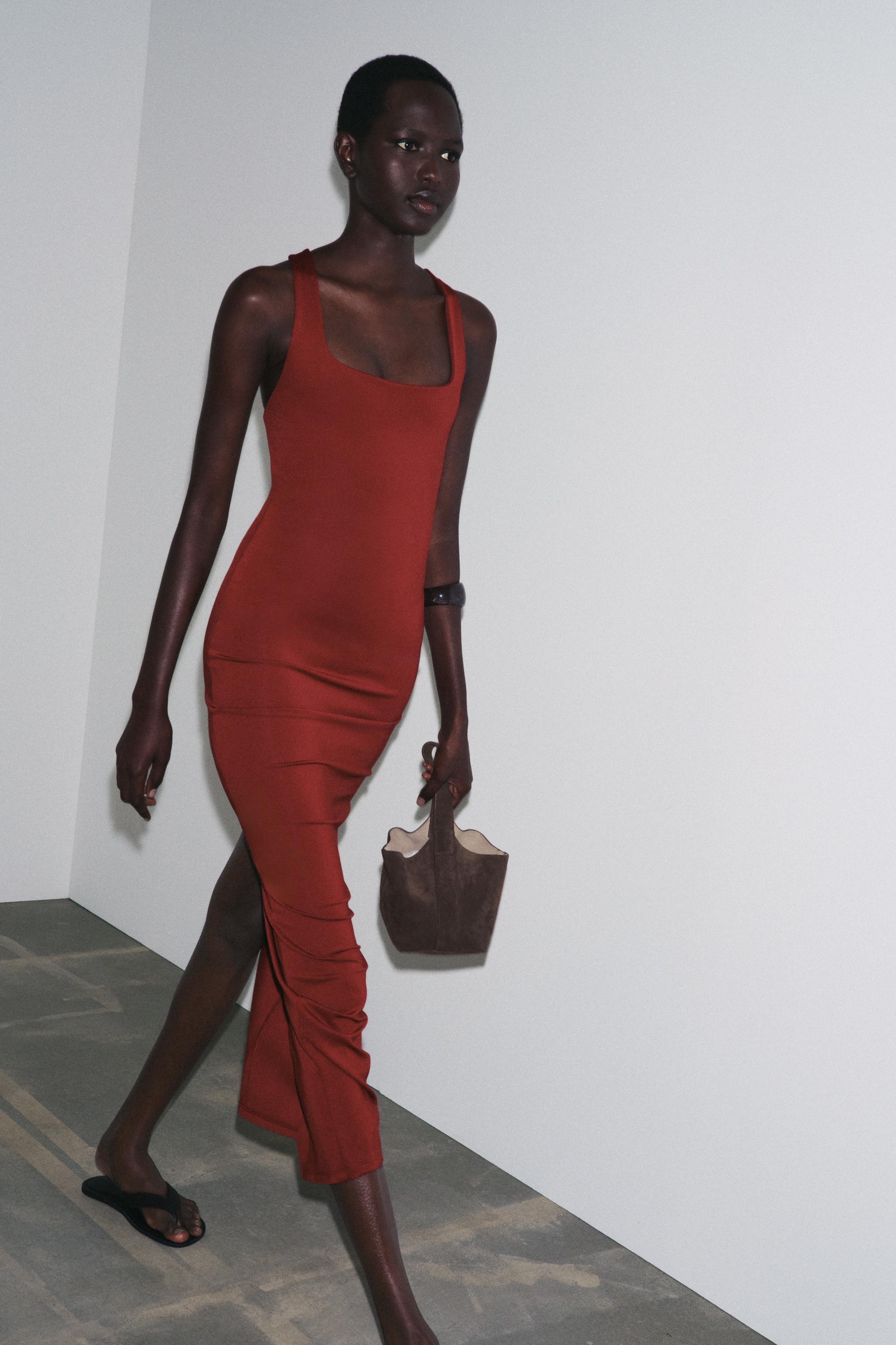 ROBE LONGUE POLYAMIDE Bordeaux ZARA France1