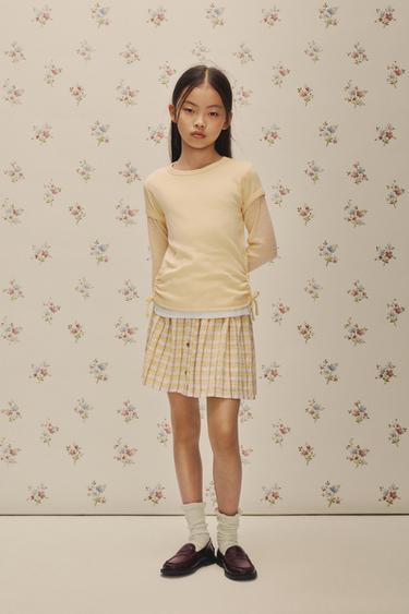 CHECK PRINT SKIRT - Yellow by Zara