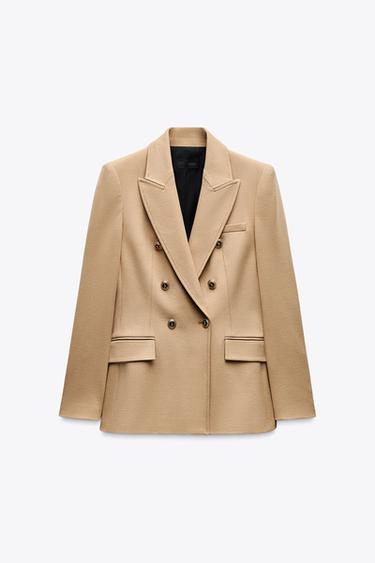 TAILORED DOUBLE-BREASTED BLAZER - camel by Zara