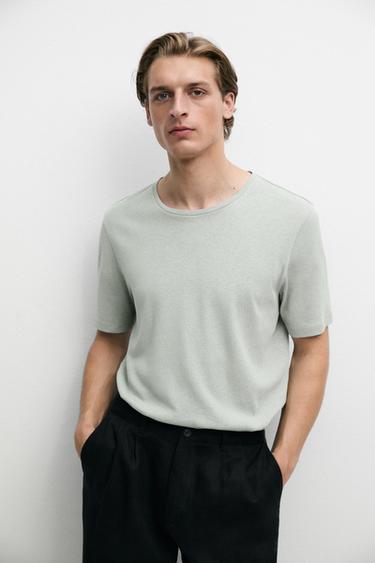 Zara Short sleeve linen and cotton T-shirt - 498