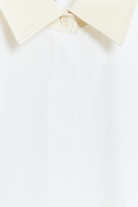 CHEMISE EN POPELINE BIMATIÈRE ZW COLLECTION - Blanc de Zara - Image 7