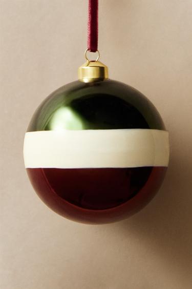LARGE STRIPED CHRISTMAS TREE BAUBLE ORNAMENT — Multicolored 1