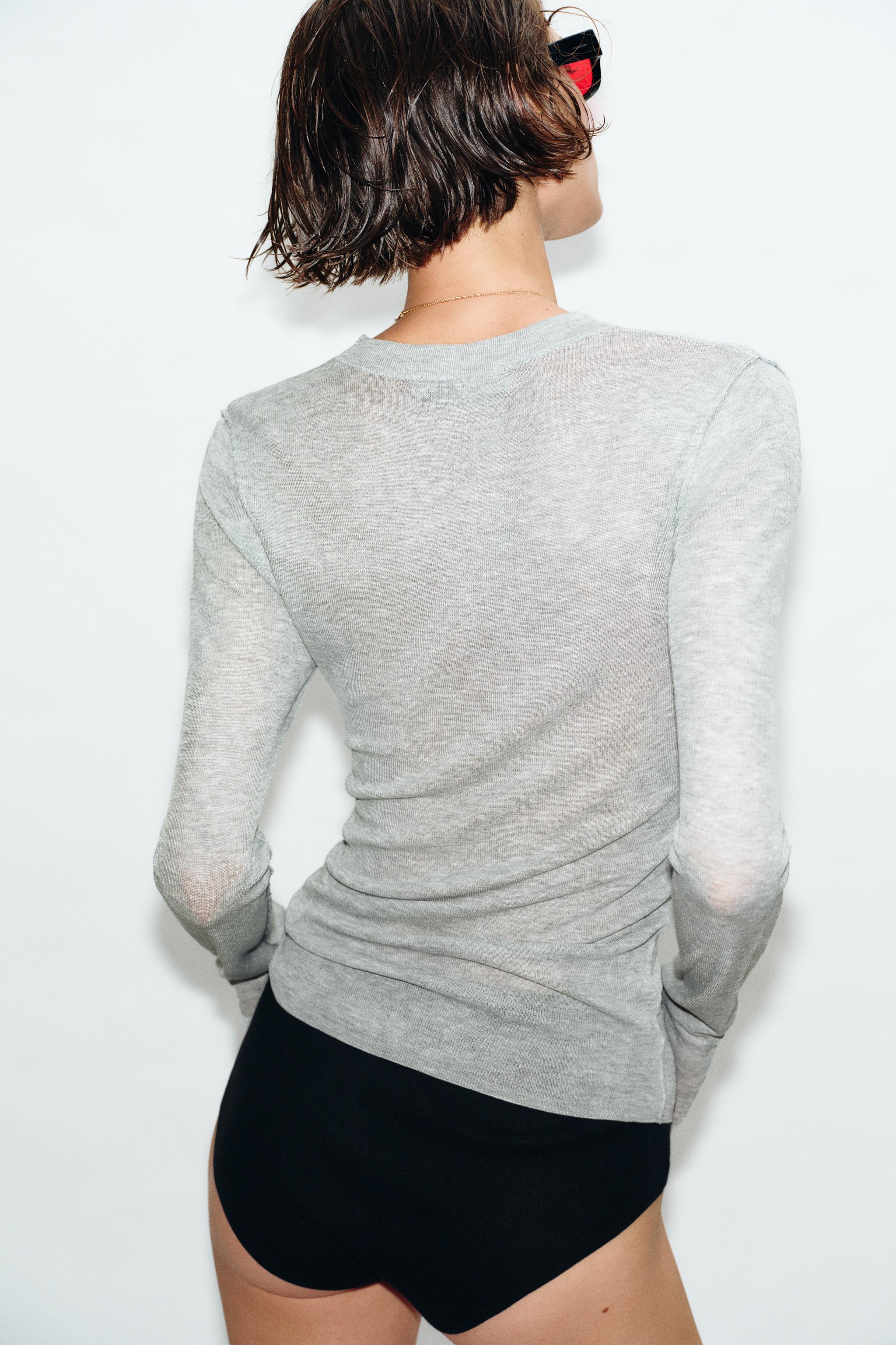 SEMI-SHEER KNIT TOP