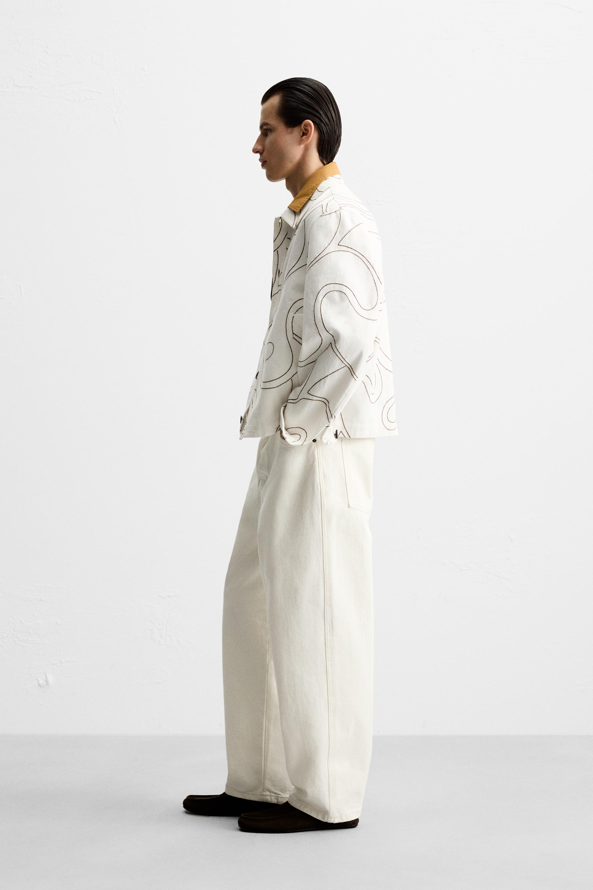 安心★関税込み★ZARA★CONTRAST EMBROIDERY OVERSHIRT CONTRAST EMBROIDERY OVERSHIRT - White | ZARA Spain
