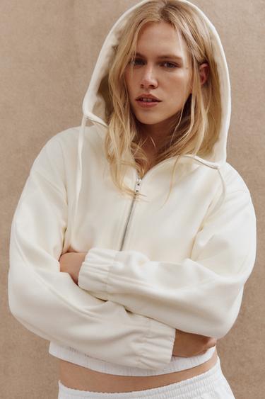 HOODED CLOTH JACKET - Oyster-white by Zara - Image 1
